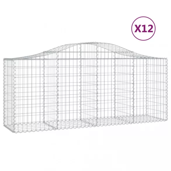 12 db íves horganyzott vas gabion kosár 200x50x80/100 cm