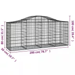 13 db íves horganyzott vas gabion kosár 200x50x80/100 cm