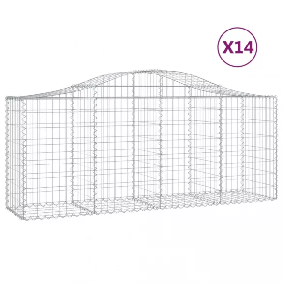 14 db íves horganyzott vas gabion kosár 200x50x80/100 cm