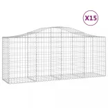 15 db íves horganyzott vas gabion kosár 200x50x80/100 cm
