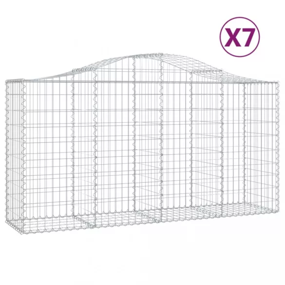 7 db íves horganyzott vas gabion kosár 200 x 50 x 100/120 cm