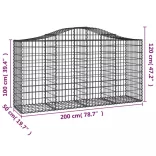 7 db íves horganyzott vas gabion kosár 200 x 50 x 100/120 cm