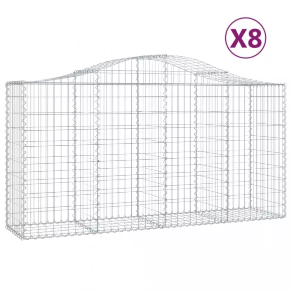 8 db íves horganyzott vas gabion kosár 200 x 50 x 100/120 cm