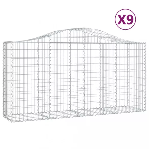 9 db íves horganyzott vas gabion kosár 200 x 50 x 100/120 cm