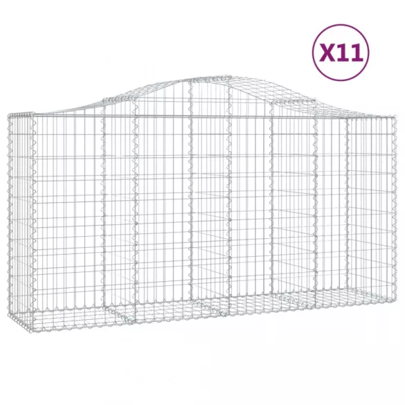 11 db íves horganyzott vas gabion kosár 200 x 50 x 100/120 cm