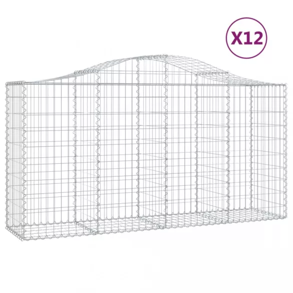 12 db íves horganyzott vas gabion kosár 200x50x100/120 cm
