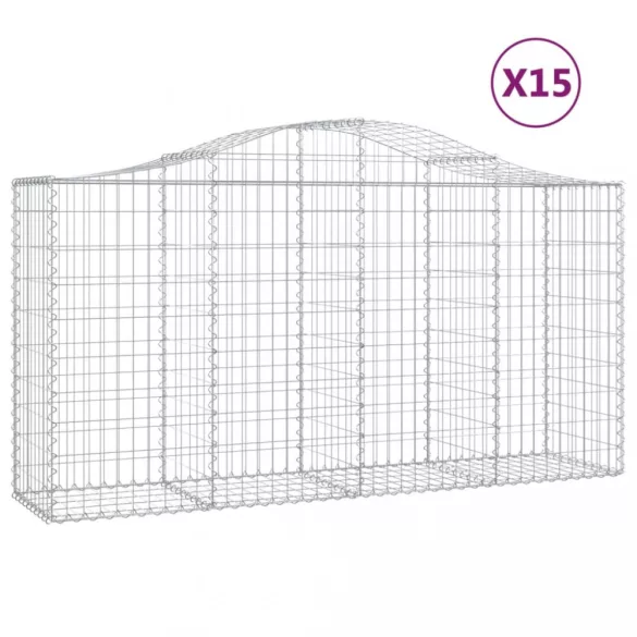15 db íves horganyzott vas gabion kosár 200x50x100/120 cm