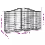 15 db íves horganyzott vas gabion kosár 200x50x100/120 cm