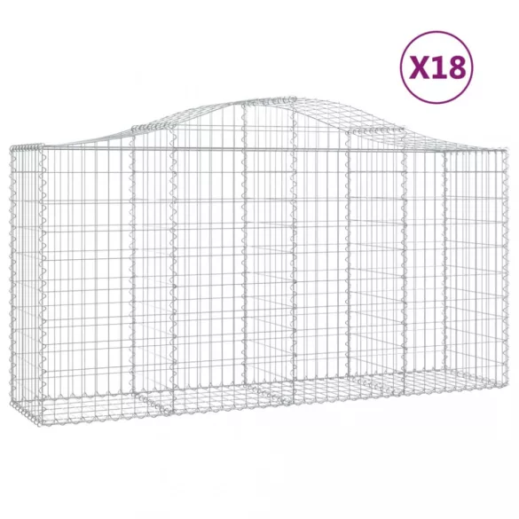 18 db íves horganyzott vas gabion kosár 200x50x100/120 cm