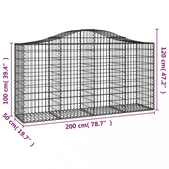 50 db íves horganyzott vas gabion kosár 200x50x100/120 cm