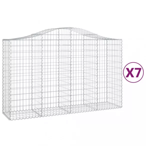 7 db íves horganyzott vas gabion kosár 200x50x120/140 cm