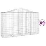 9 db íves horganyzott vas gabion kosár 200x50x120/140 cm