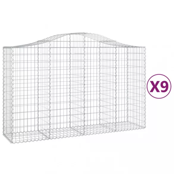 9 db íves horganyzott vas gabion kosár 200x50x120/140 cm