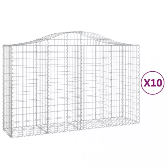 10 db íves horganyzott vas gabion kosár 200x50x120/140 cm