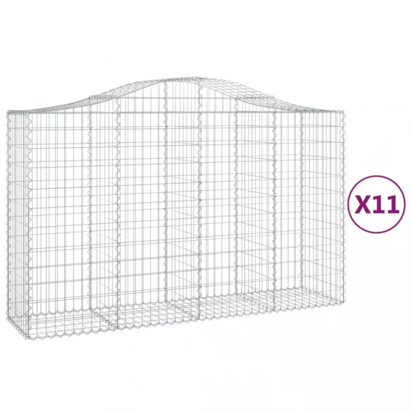 11 db íves horganyzott vas gabion kosár 200x50x120/140 cm