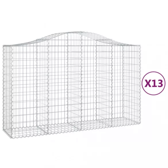 13 db íves horganyzott vas gabion kosár 200x50x120/140 cm