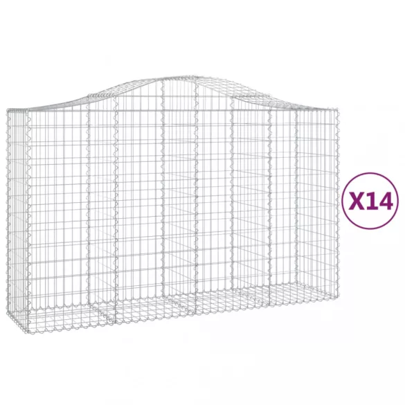 14 db íves horganyzott vas gabion kosár 200x50x120/140 cm