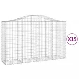 15 db íves horganyzott vas gabion kosár 200x50x120/140 cm