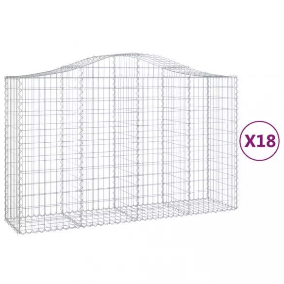 18 db íves horganyzott vas gabion kosár 200x50x120/140 cm