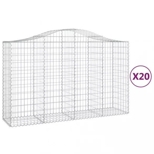 20 db íves horganyzott vas gabion kosár 200x50x120/140 cm