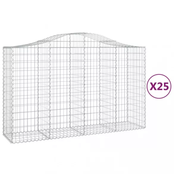 25 db íves horganyzott vas gabion kosár 200x50x120/140 cm