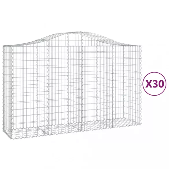 30 db íves horganyzott vas gabion kosár 200x50x120/140 cm