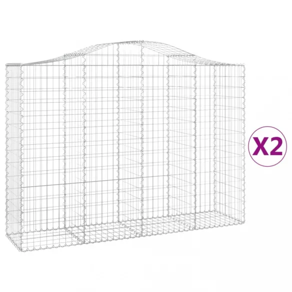 2 db íves horganyzott vas gabion kosár 200x50x140/160 cm