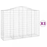 3 db íves horganyzott vas gabion kosár 200x50x140/160 cm