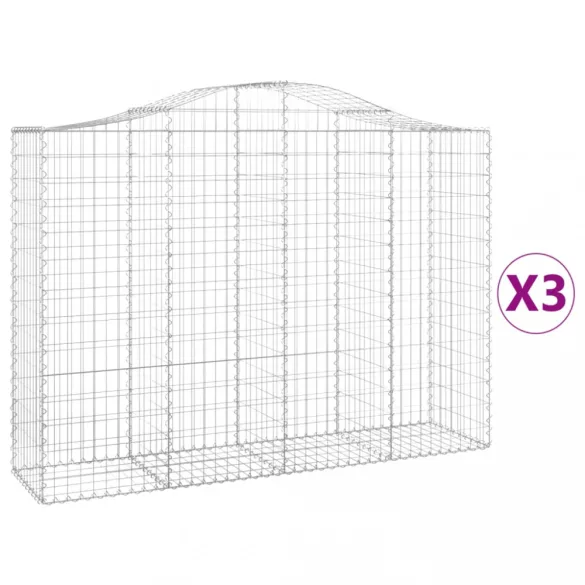 3 db íves horganyzott vas gabion kosár 200x50x140/160 cm