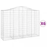 6 db íves horganyzott vas gabion kosár 200x50x140/160 cm