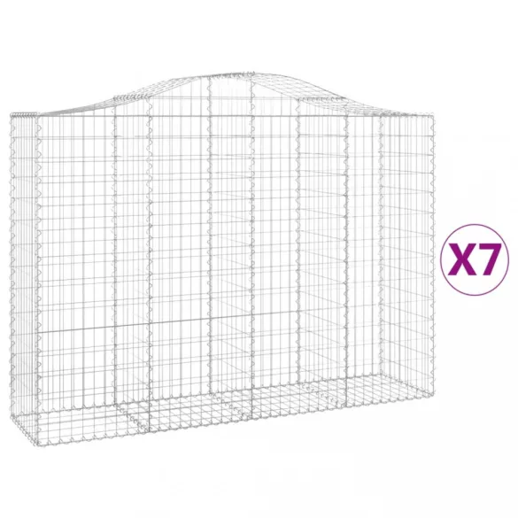 7 db íves horganyzott vas gabion kosár 200x50x140/160 cm