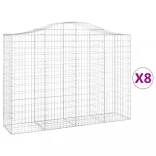 8 db íves horganyzott vas gabion kosár 200x50x140/160 cm