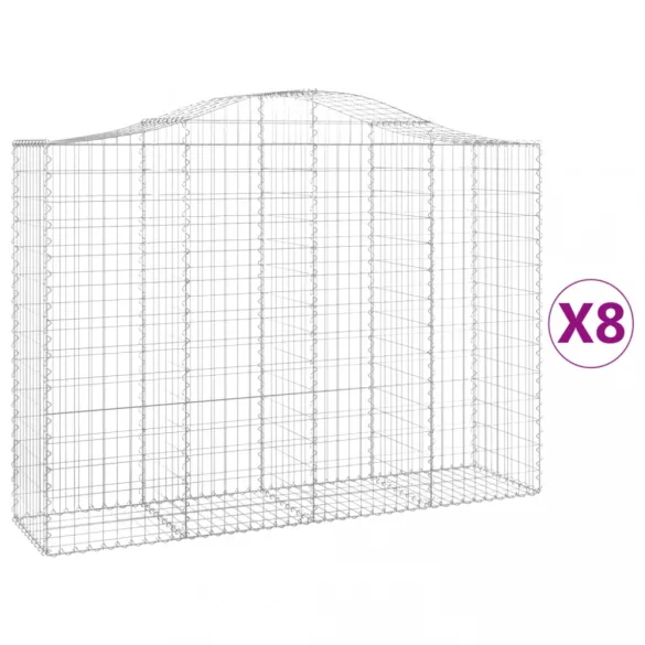 8 db íves horganyzott vas gabion kosár 200x50x140/160 cm