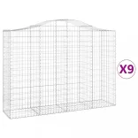 9 db íves horganyzott vas gabion kosár 200x50x140/160 cm