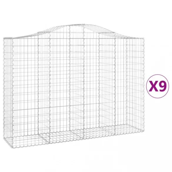 9 db íves horganyzott vas gabion kosár 200x50x140/160 cm