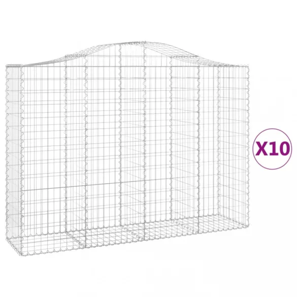 10 db íves horganyzott vas gabion kosár 200x50x140/160 cm