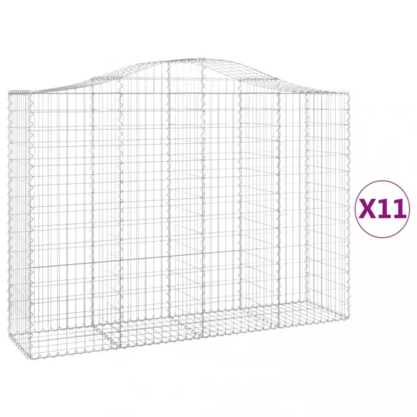11 db íves horganyzott vas gabion kosár 200x50x140/160 cm