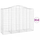 14 db íves horganyzott vas gabion kosár 200x50x140/160 cm