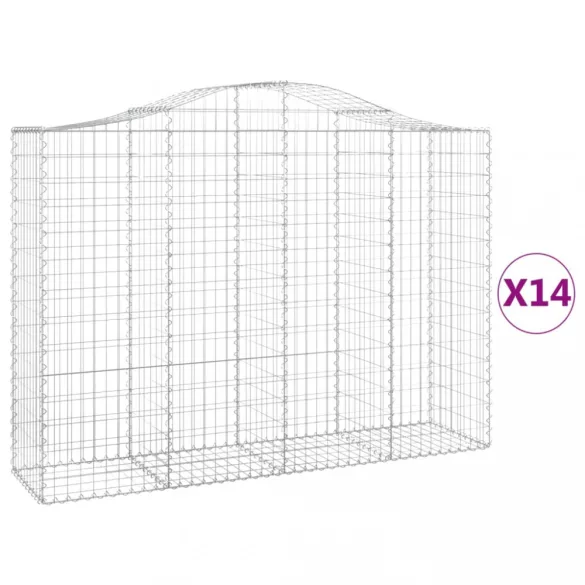 14 db íves horganyzott vas gabion kosár 200x50x140/160 cm