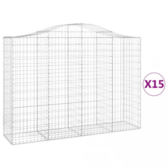 15 db íves horganyzott vas gabion kosár 200x50x140/160 cm