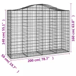 15 db íves horganyzott vas gabion kosár 200x50x140/160 cm