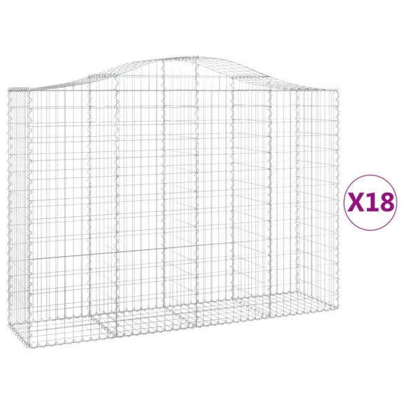 18 db íves horganyzott vas gabion kosár 200x50x140/160 cm