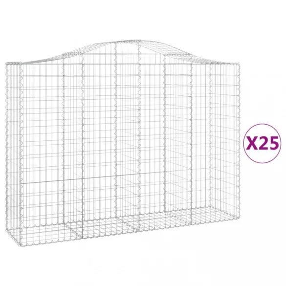 25 db íves horganyzott vas gabion kosár 200x50x140/160 cm