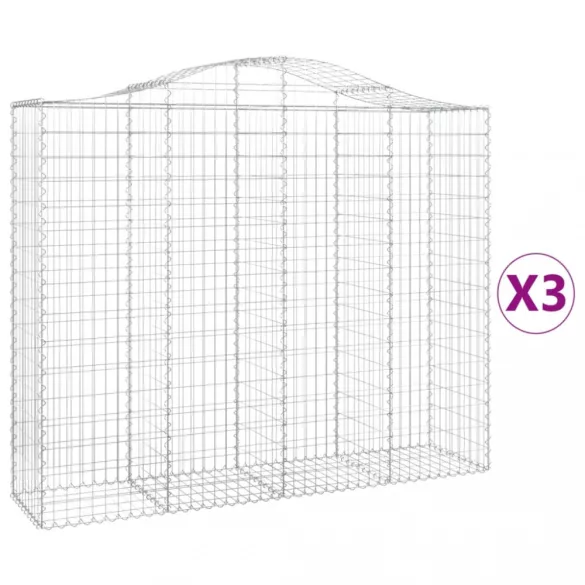 3 db íves horganyzott vas gabion kosár 200x50x160/180 cm