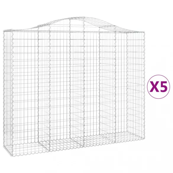 5 db íves horganyzott vas gabion kosár 200x50x160/180 cm