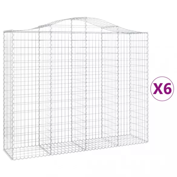 6 db íves horganyzott vas gabion kosár 200x50x160/180 cm
