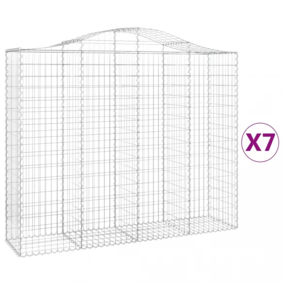 7 db íves horganyzott vas gabion kosár 200x50x160/180 cm