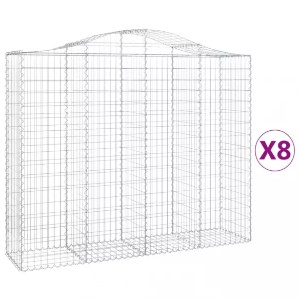 8 db íves horganyzott vas gabion kosár 200x50x160/180 cm