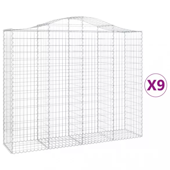 9 db íves horganyzott vas gabion kosár 200x50x160/180 cm