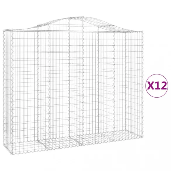 12 db íves horganyzott vas gabion kosár 200x50x160/180 cm